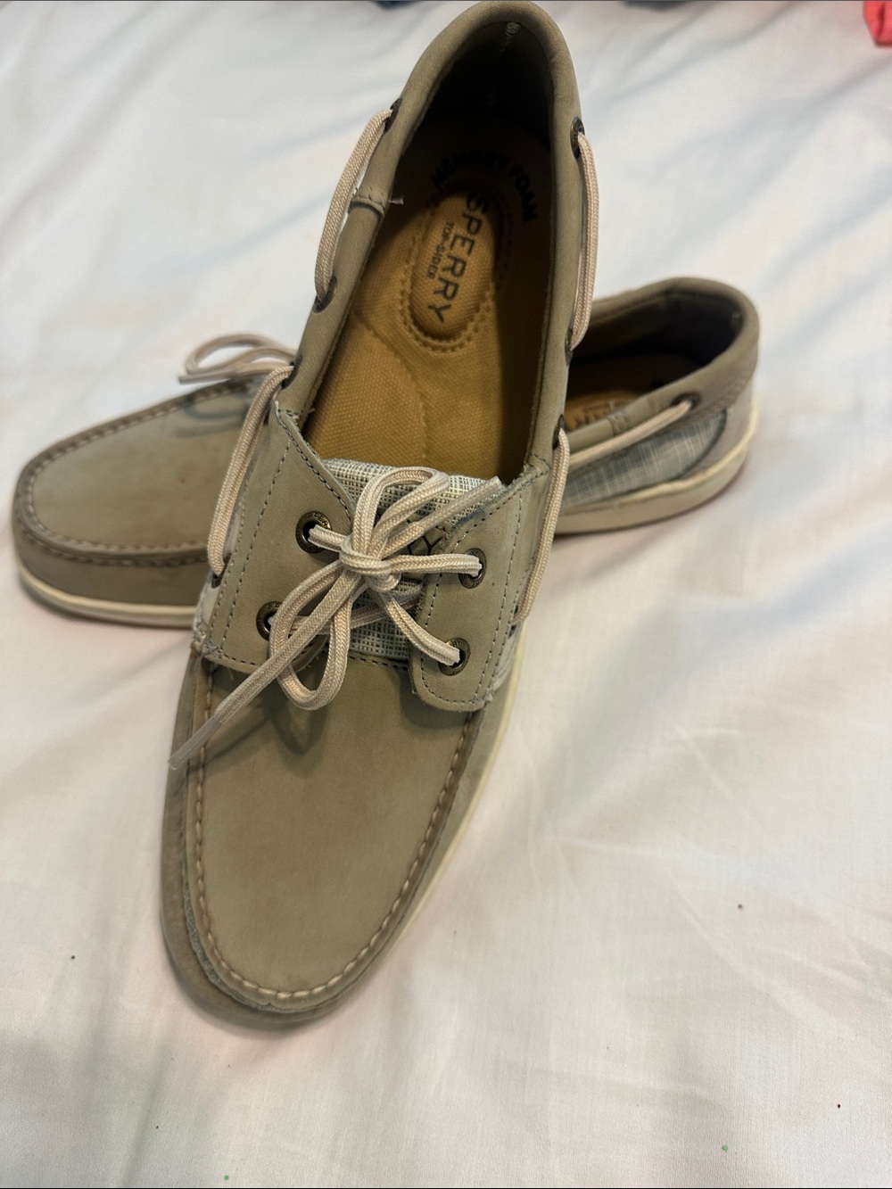 Sperry Women's Taupe/Beige Leather Boat Shoes